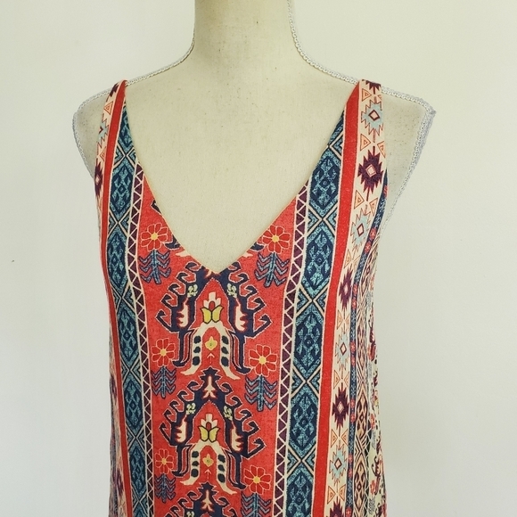 Lavender Brown Aztec Printed Mini Sundress - Picture 3 of 9